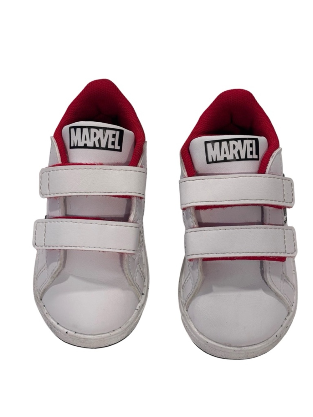 adidas Kids White and Red Marvel Velcro Sneakers